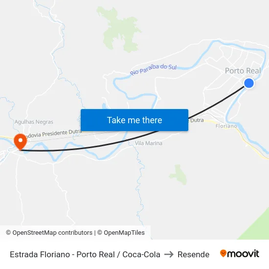 Estrada Floriano - Porto Real / Coca-Cola to Resende map