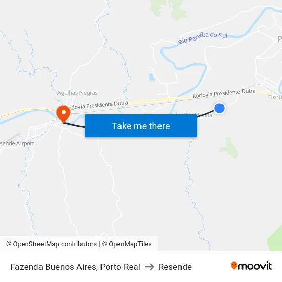 Fazenda Buenos Aires, Porto Real to Resende map