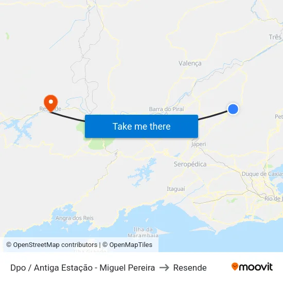 Dpo / Antiga Estação - Miguel Pereira to Resende map