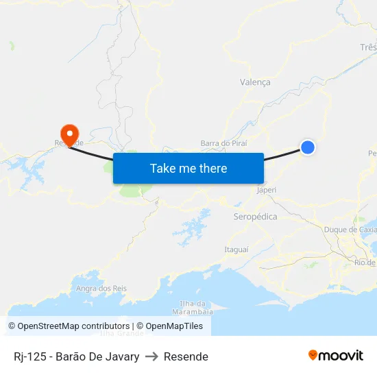 Rj-125 - Barão De Javary to Resende map