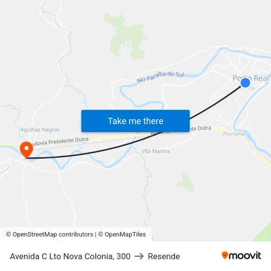 Lto Nova Colonia, Porto Real to Resende map
