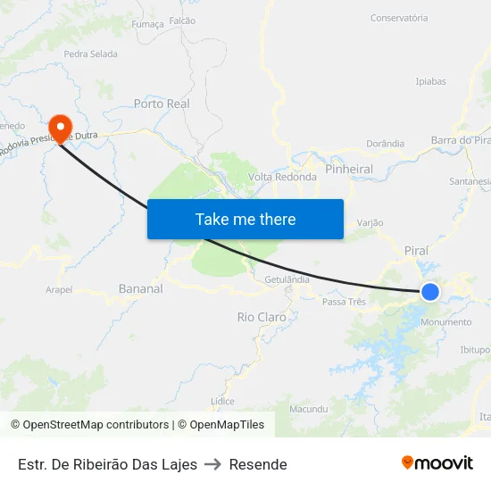 Estr. De Ribeirão Das Lajes to Resende map