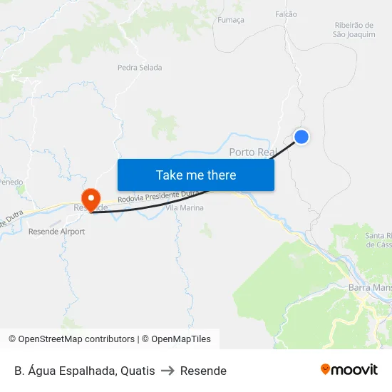 B. Água Espalhada, Quatis to Resende map