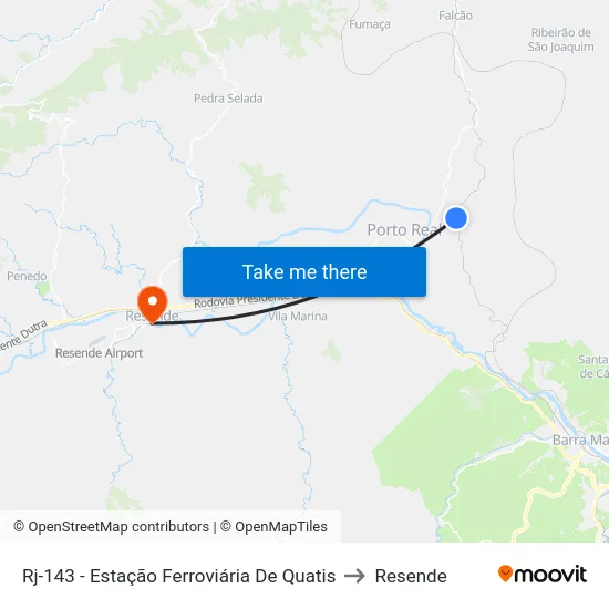 Rj-143 - Estação Ferroviária De Quatis to Resende map