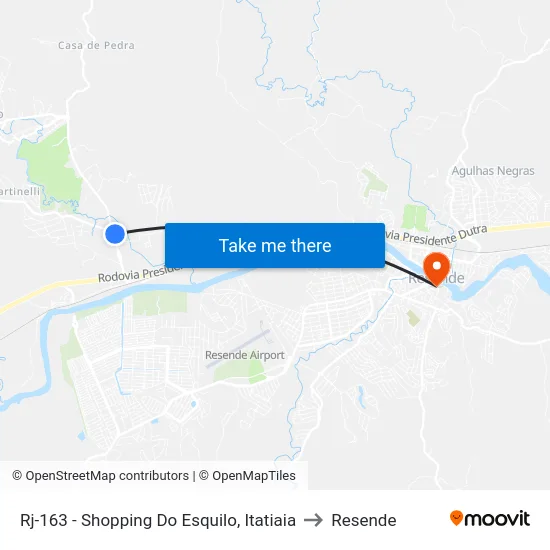 Rj-163 - Shopping Do Esquilo, Itatiaia to Resende map