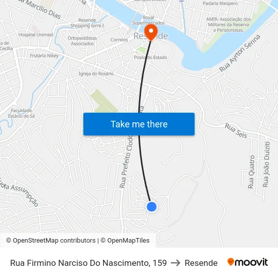 Rua Firmino Narciso Do Nascimento, 159 to Resende map