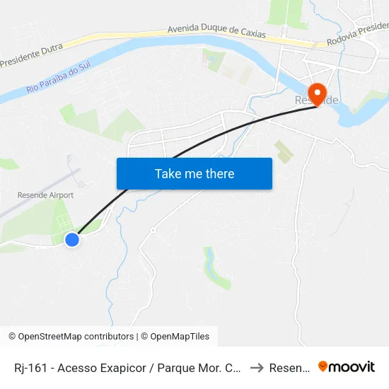 Rj-161 - Acesso Exapicor / Parque Mor. Colina, Resende to Resende map