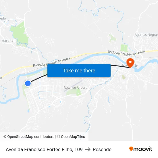 Avenida Francisco Fortes Filho, 109 to Resende map