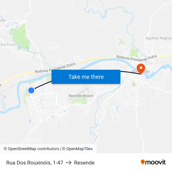 Rua Dos Rouxinóis, 1-47 to Resende map