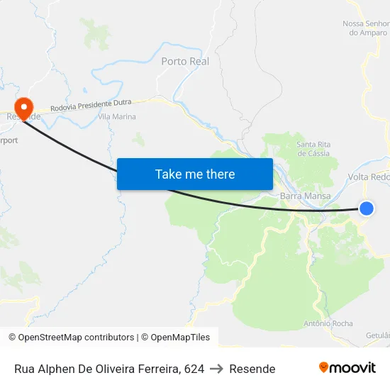 Rua Alphen De Oliveira Ferreira, 624 to Resende map