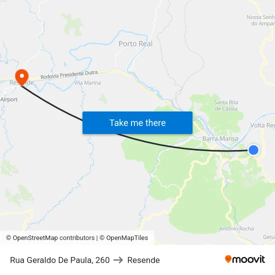 Rua Geraldo De Paula, 260 to Resende map