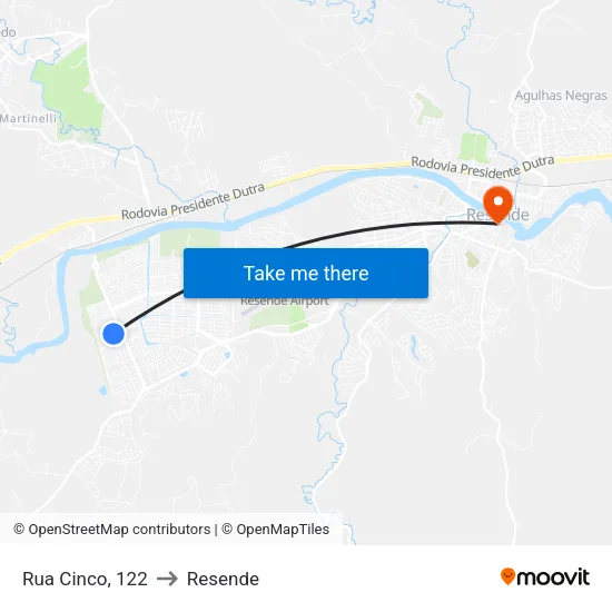 Rua Cinco, 122 to Resende map