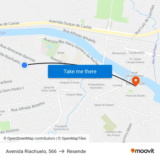 Avenida Riachuelo, 566 to Resende map