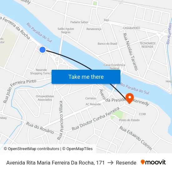 Avenida Rita Maria Ferreira Da Rocha, 171 to Resende map