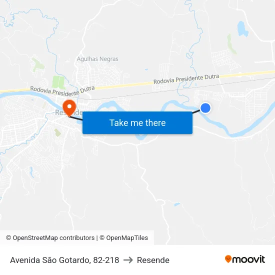 Avenida São Gotardo, 82-218 to Resende map