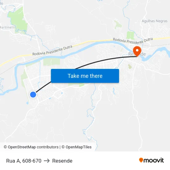 Ginásio Morada Da Montanha, Resende to Resende map