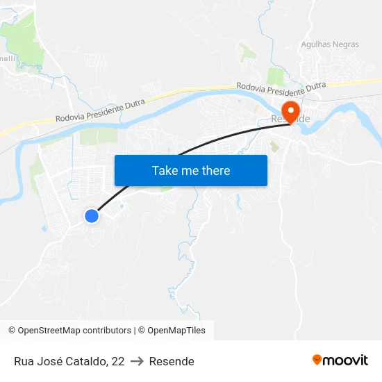Rua José Cataldo, 22 to Resende map