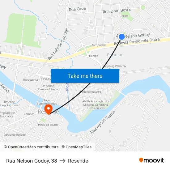 Praça Nelson Godoy, Resende to Resende map