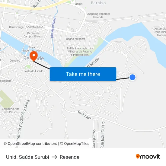 Unid. Saúde Surubi, Resende to Resende map