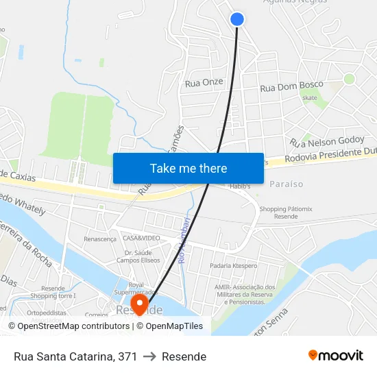 Rua Santa Catarina, 371 to Resende map