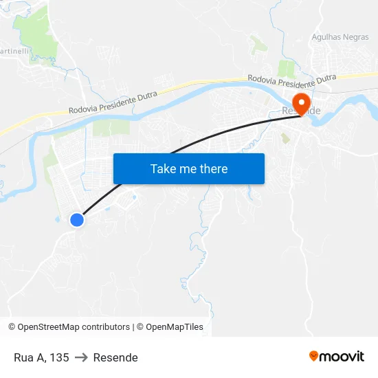 Rua A, 135 to Resende map