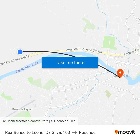 Rua Benedito Leonel Da Silva, 103 to Resende map