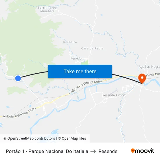 Portão 1 - Parque Nacional Do Itatiaia to Resende map