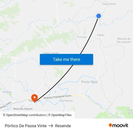 Pórtico De Passa Vinte to Resende map