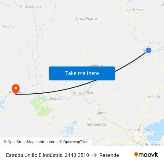 Estrada União E Indústria, 2440-2510 to Resende map