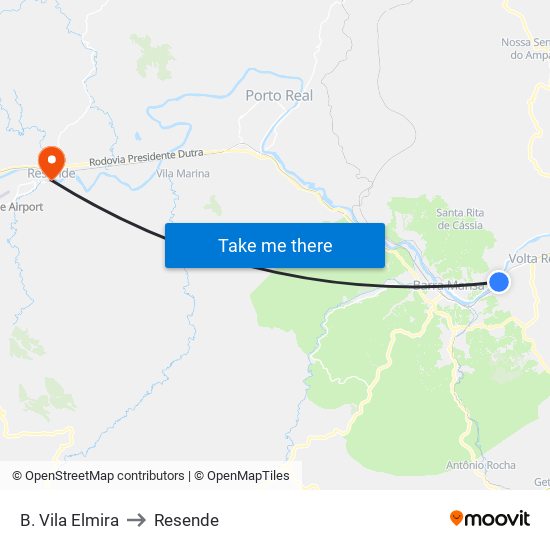 B. Vila Elmira to Resende map