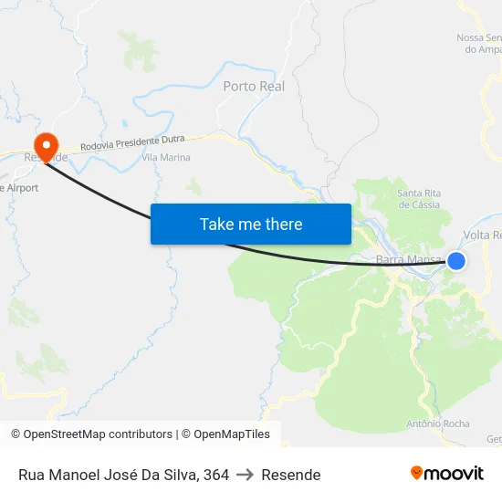 Rua Manoel José Da Silva, 364 to Resende map