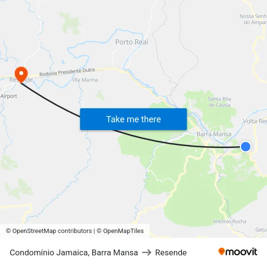 Condomínio Jamaica, Barra Mansa to Resende map