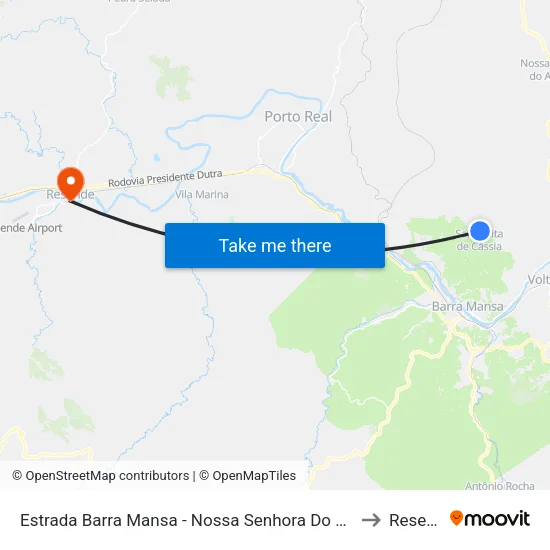 Estrada Barra Mansa - Nossa Senhora Do Amparo, 877 to Resende map