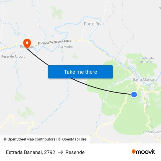 Estrada Bananal, 2792 to Resende map