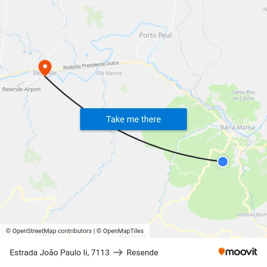 Estrada João Paulo Ii, 7113 to Resende map