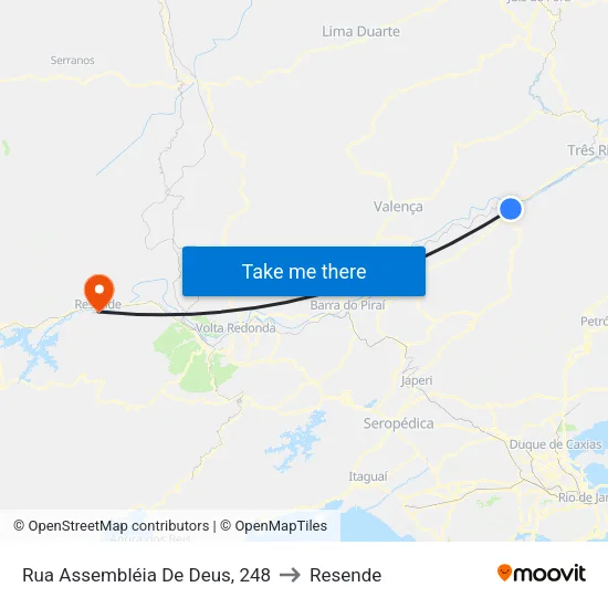 Rua Assembléia De Deus, 248 to Resende map
