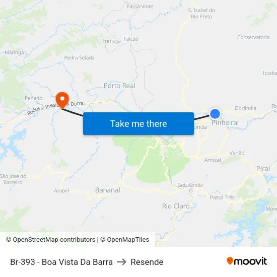 Br-393 - Boa Vista Da Barra, Barra Do Piraí to Resende map
