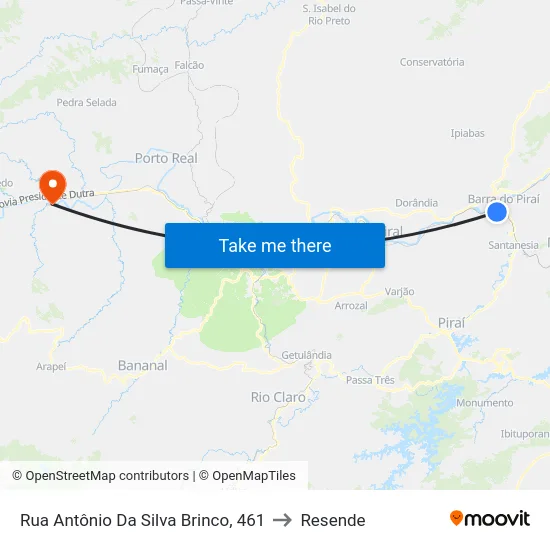 Rua Antônio Da Silva Brinco, 461 to Resende map