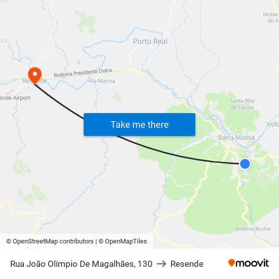 Rua João Olímpio De Magalhães, 130 to Resende map