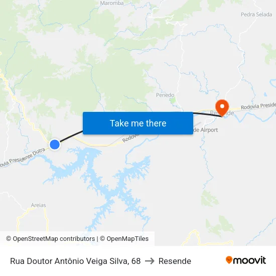 Rua Doutor Antônio Veiga Silva, 68 to Resende map