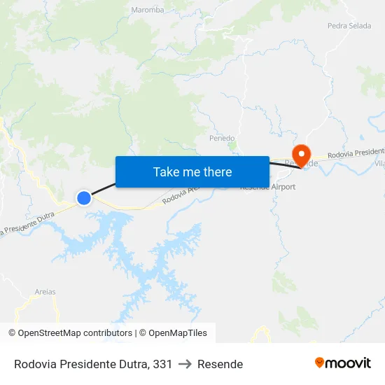 Rodovia Presidente Dutra, 331 to Resende map