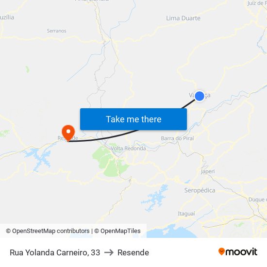 Rua Yolanda Carneiro, 33 to Resende map