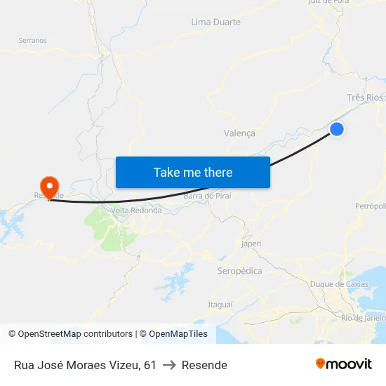 Rua José Moraes Vizeu, 61 to Resende map