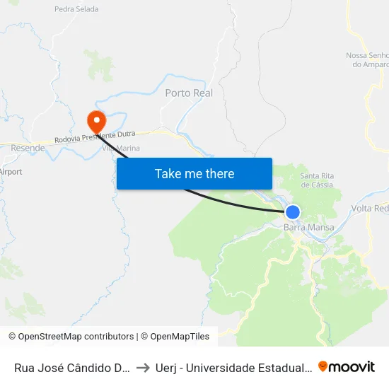 Rua José Cândido De Carvalho, 10 to Uerj - Universidade Estadual Do Rio De Janeiro map