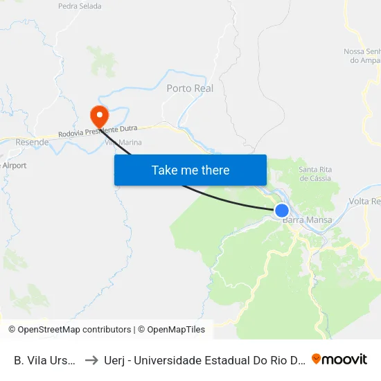 B. Vila Ursulino, Barra Mansa to Uerj - Universidade Estadual Do Rio De Janeiro map