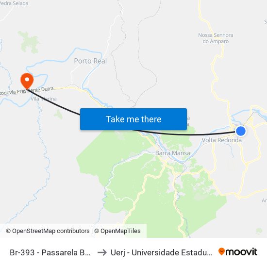 Br-393 - Passarela Benedito Fonseca to Uerj - Universidade Estadual Do Rio De Janeiro map
