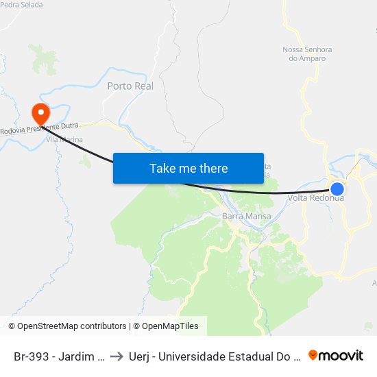 Br-393 - Jardim Amália I to Uerj - Universidade Estadual Do Rio De Janeiro map