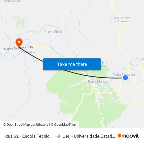 Rua 62 - Escola Técnica Pandiá Cálogeras to Uerj - Universidade Estadual Do Rio De Janeiro map