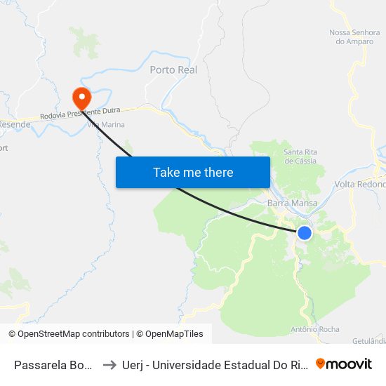 Passarela Boa Sorte to Uerj - Universidade Estadual Do Rio De Janeiro map