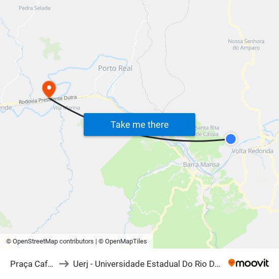 Praça Cafezal to Uerj - Universidade Estadual Do Rio De Janeiro map